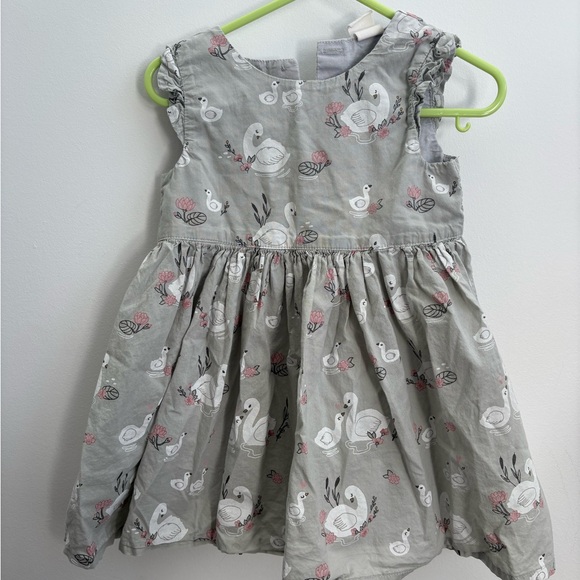 H&M Swan Print Baby Dress 12-18M Cottagecore Cute Party Easter Spring - Picture 2 of 4